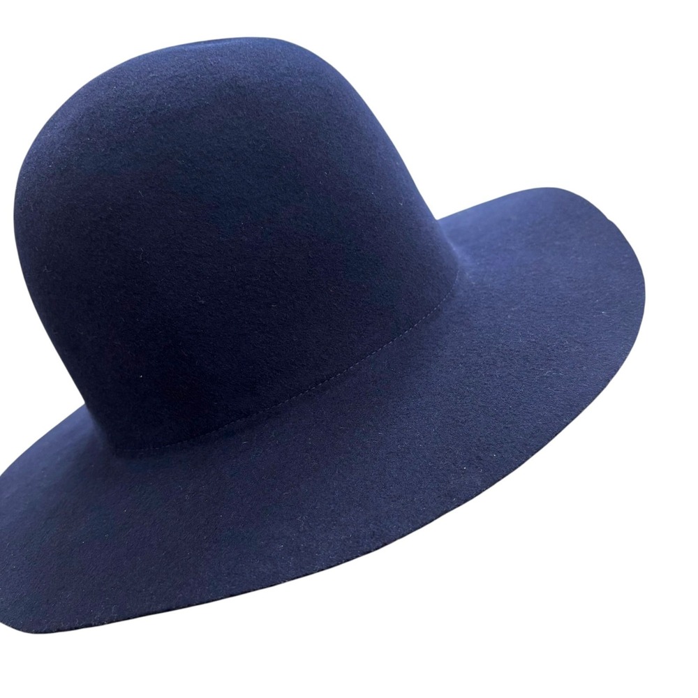 Clyde Of New York Navy 100% Wool Felt Medium Brim Dome Hat Classic Timeless